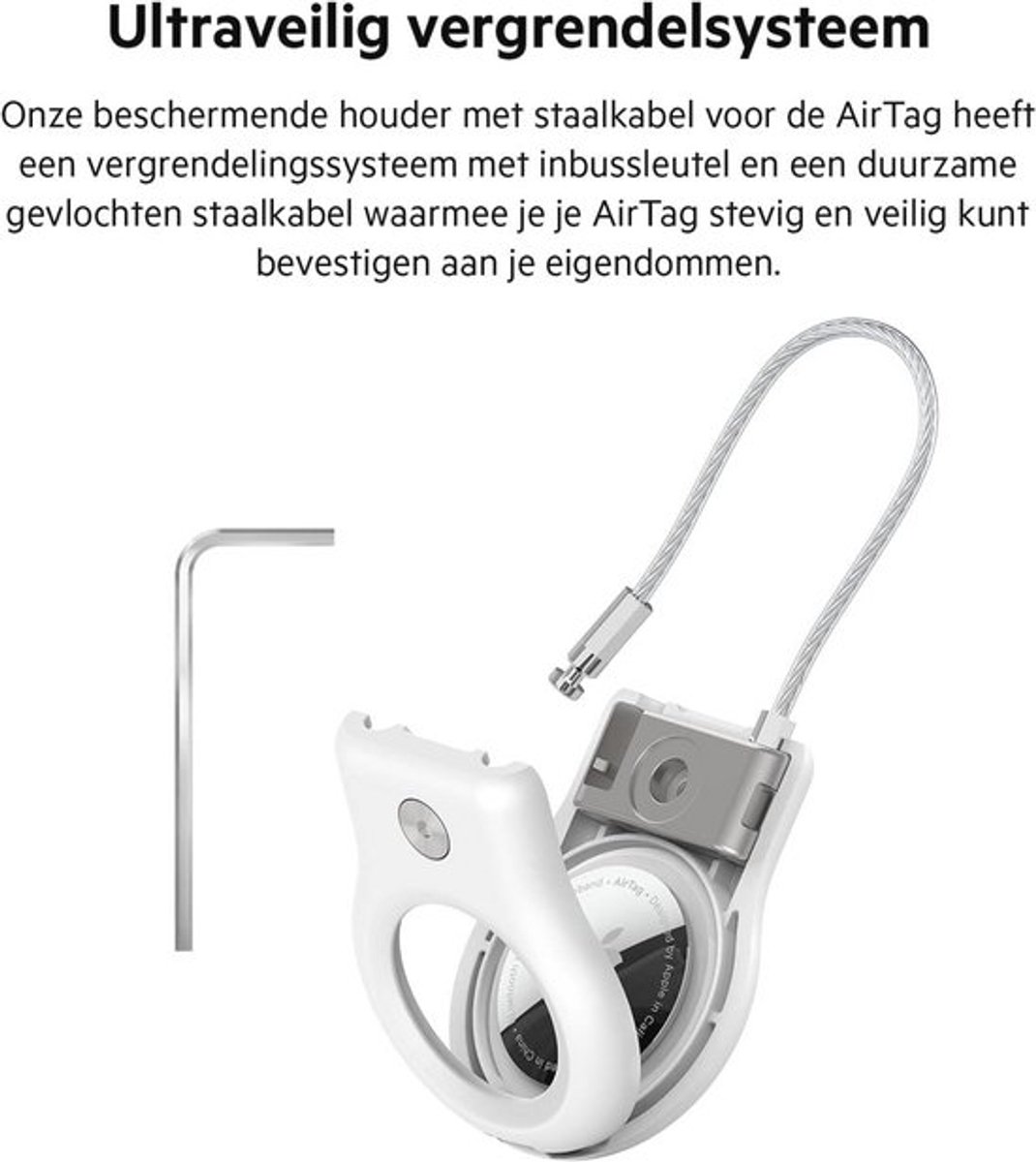 Veilige Houder met Draadkabel voor Airtag - Wit