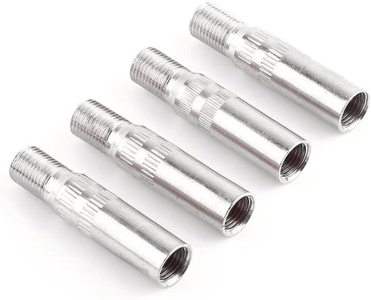 Ventieldopsteeluitbreidingen, 4 stuks autobandventiel Metalen verlengstuk ventielverlengstuk