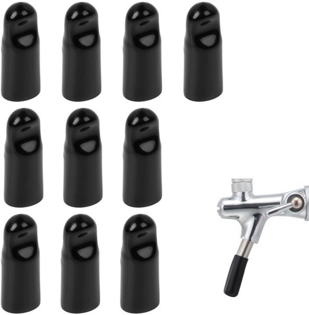 Bierkraan Beschermkap 10 Stuks - PVC - Zwart - Tapdeksel - Hygiëne - Duurzaam - Geschikt voor 15 mm Nozzles - Bierfaucet