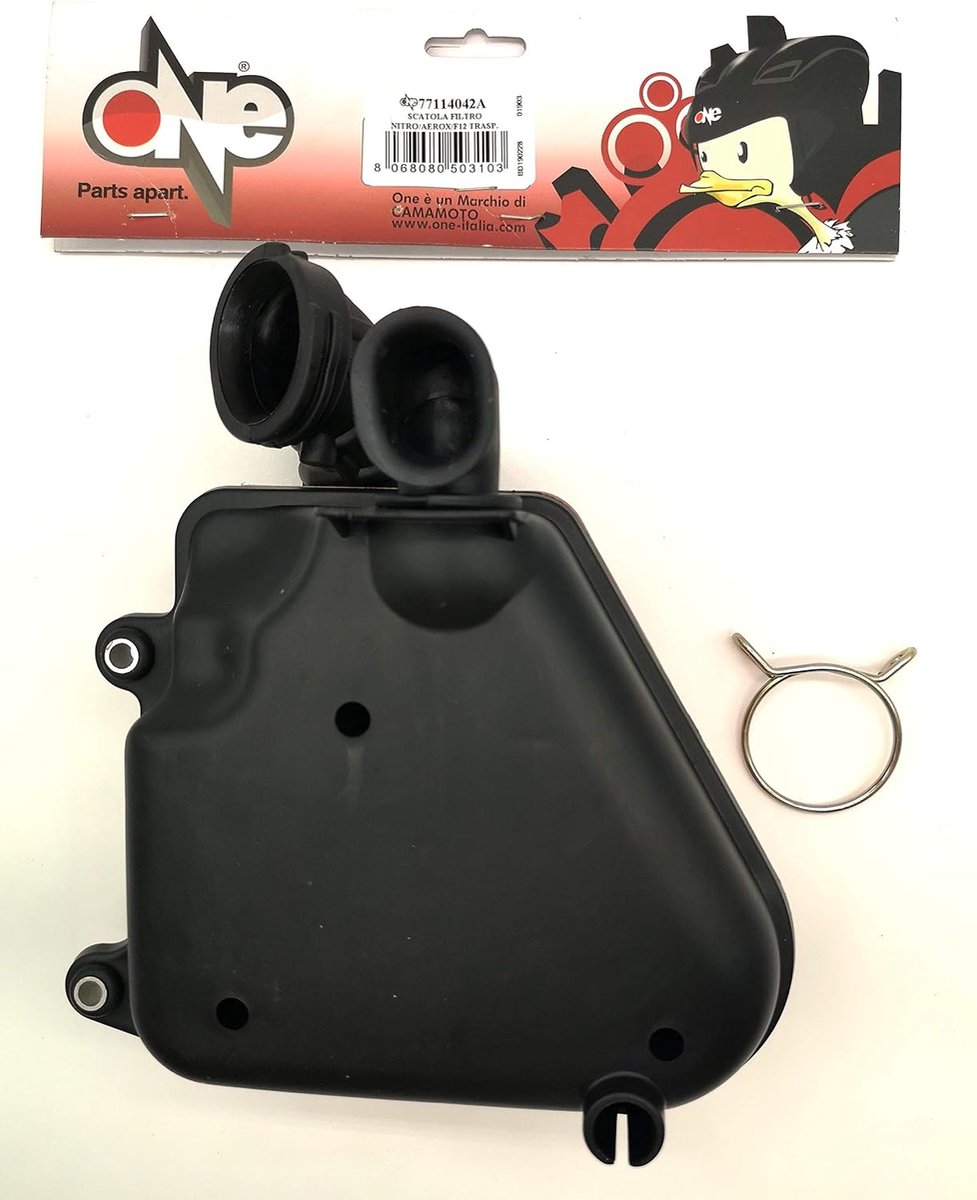 One by Camamoto cod 77114042A luchtfilterhuis luchtfilterhuis compleet met spons en hoes compatibel met mbk-yamaha-malaguti nitro aerox neo's ovetto f12 f15 f10 alle horizontale minarelli-motoren (transparant)