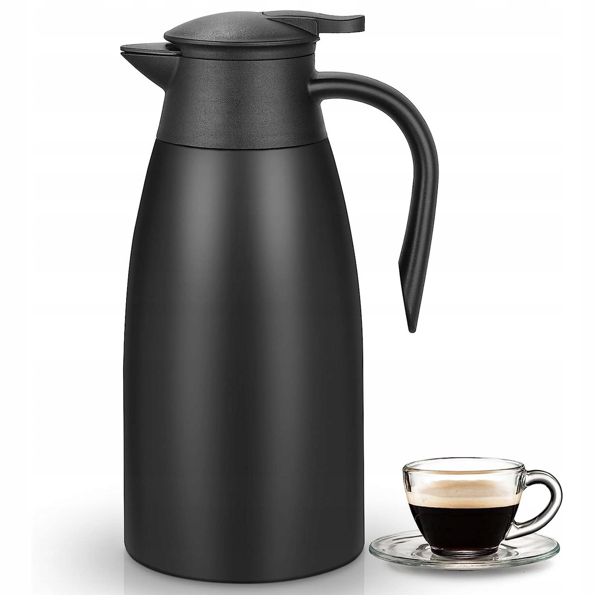 Thermoskan 2L RVS Zwart - Voor Koffie & Thee