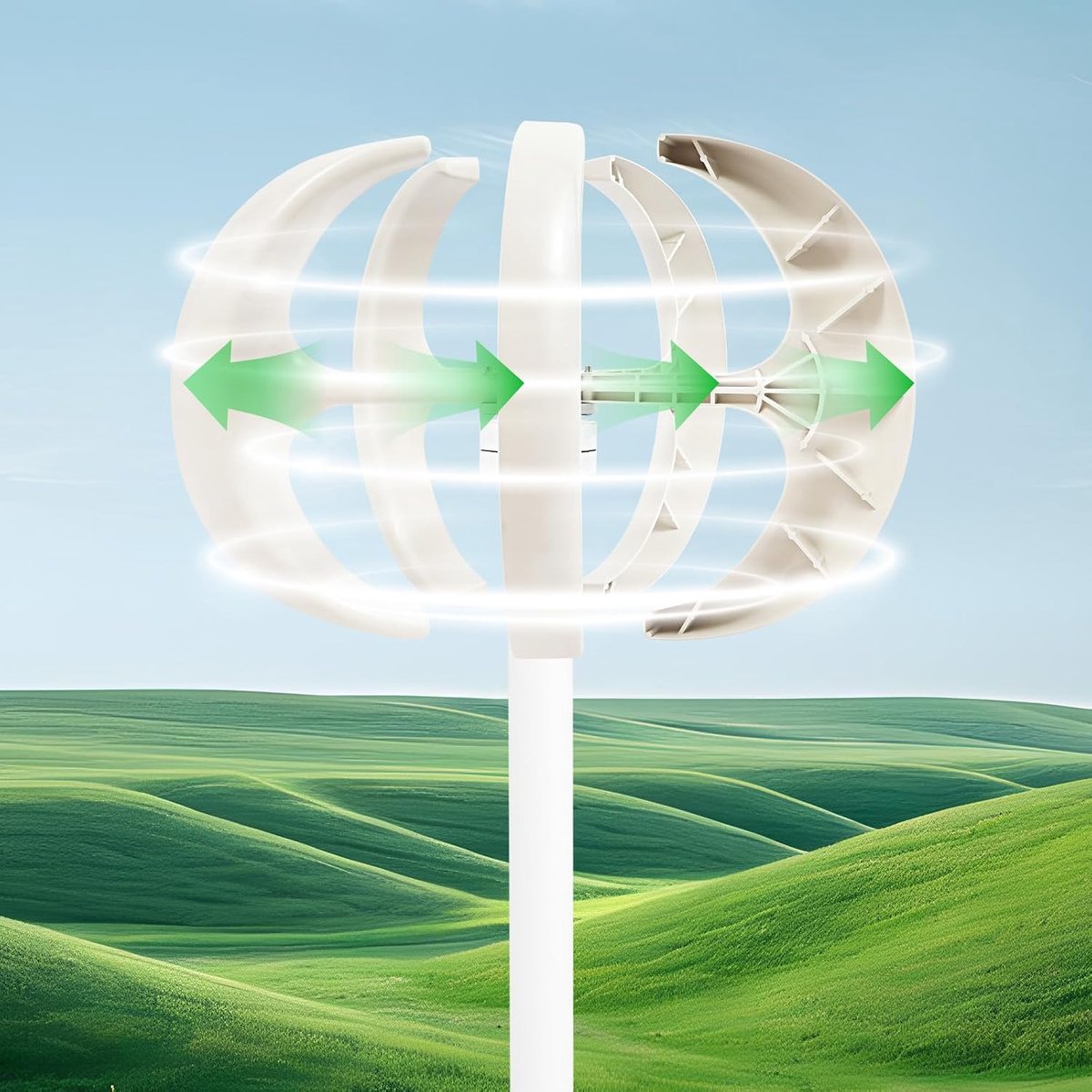 600 W lantaarn windgenerator | 12 V verticale windturbine, windrad | 5 bladen zonnegenerator | Verticale as windturbine generator met controller | Bedrijfstemperatuur: -40～80℃