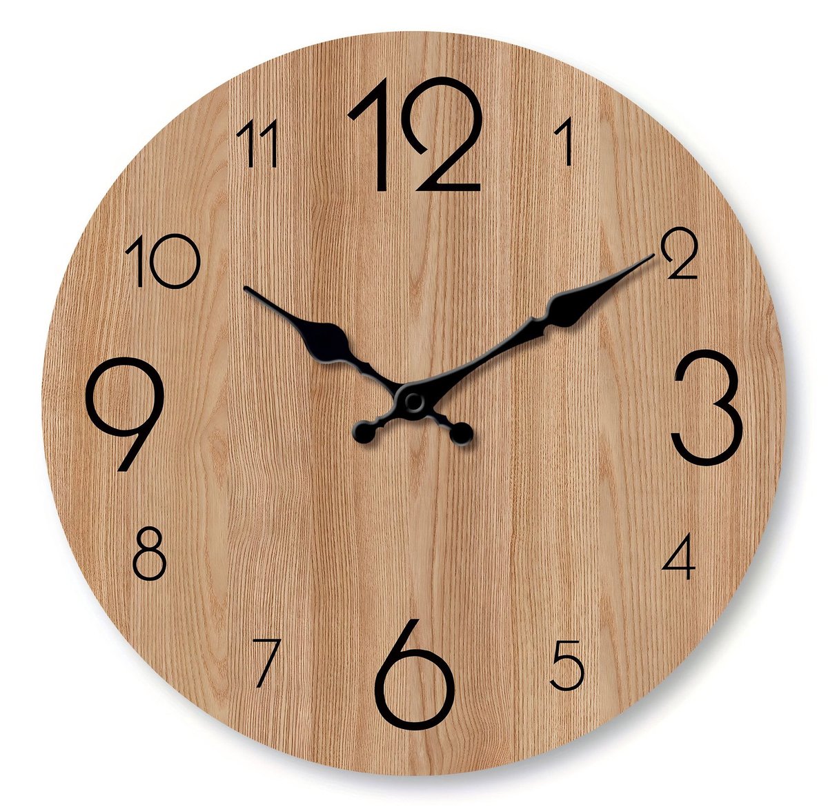 Geruisloze wandklok 30 cm – Woonkamerklok – Kwartsklok met houtnerf-look – Duidelijke, goed leesbare wijzerplaat – Decoratieve klok voor woonkamer, keuken of kantoor – Werkt op batterijen (batterijen niet inbegrepen) – Stijl met houtnerf-look