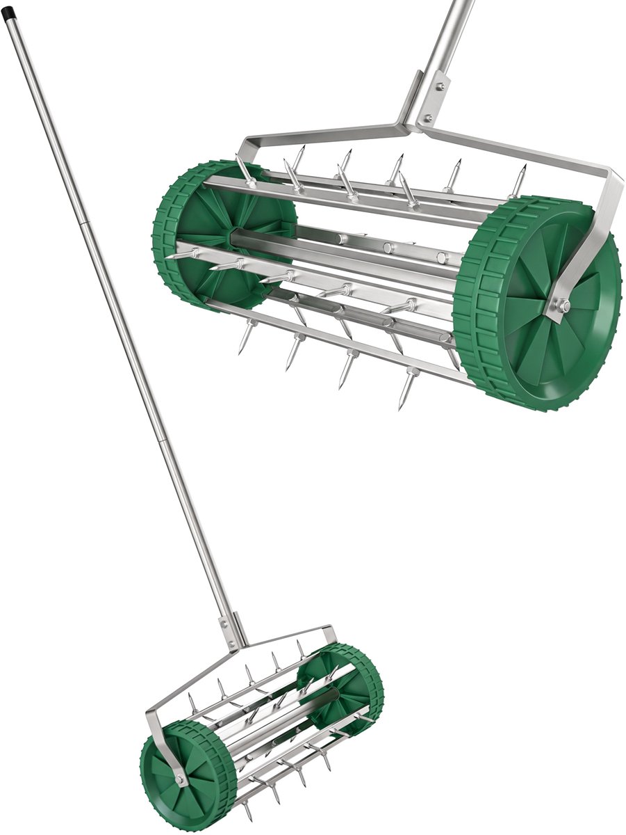 Outsunny-Gazonbeluchter op wielen - Metaal - 139x43,5x15cm - Groen