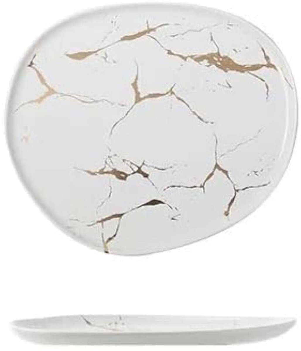 Nordic Creative Golden Keramiek Westers Voedselbord Eenvoudig Speciaal gevormd Pizzabord Soepbord Keukenborden