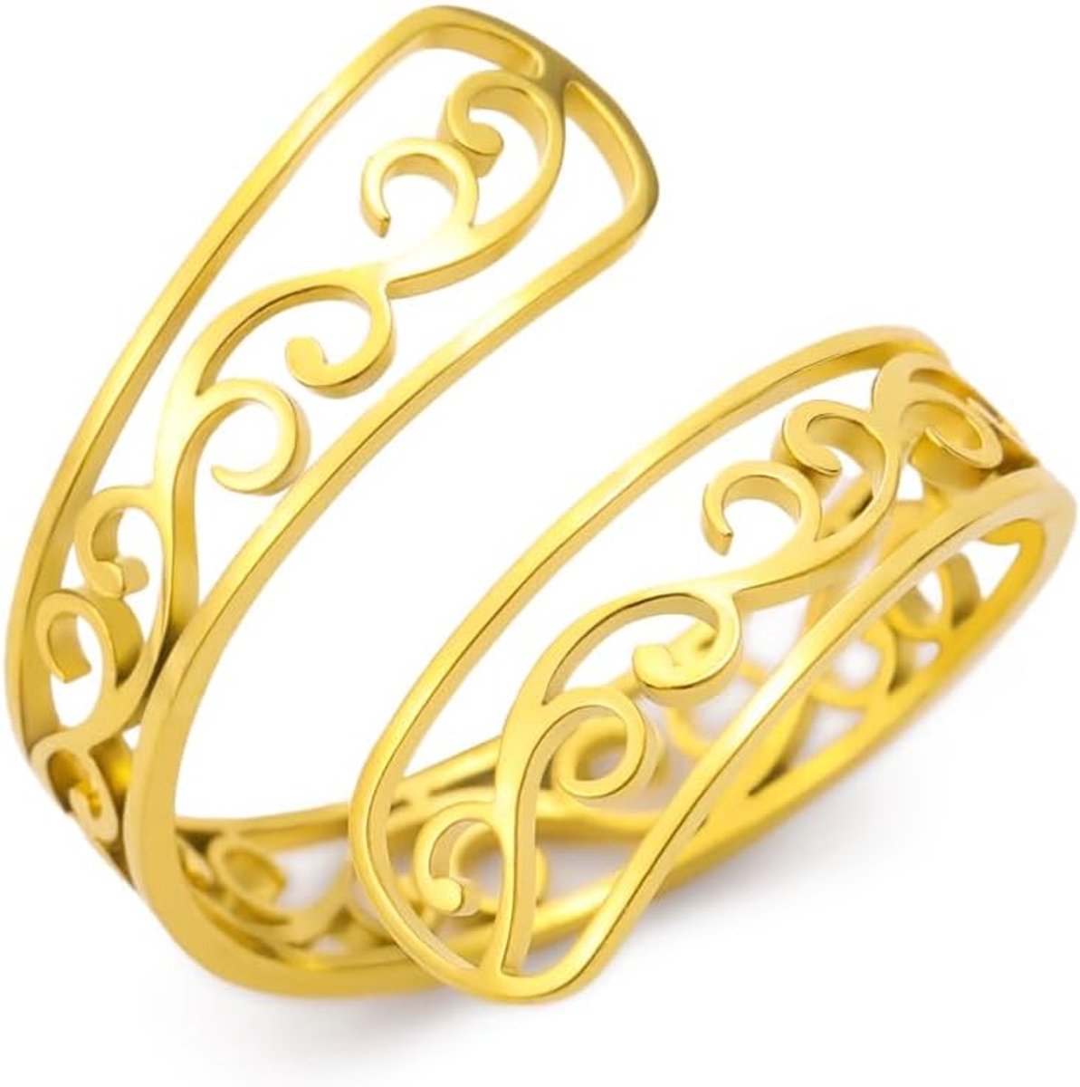 Keltische hartvormige ring, filigraan bloemenring voor vrouwen, roestvrij staal, casual sieraden, verstelbare wikkel, open ring voor vrouwen