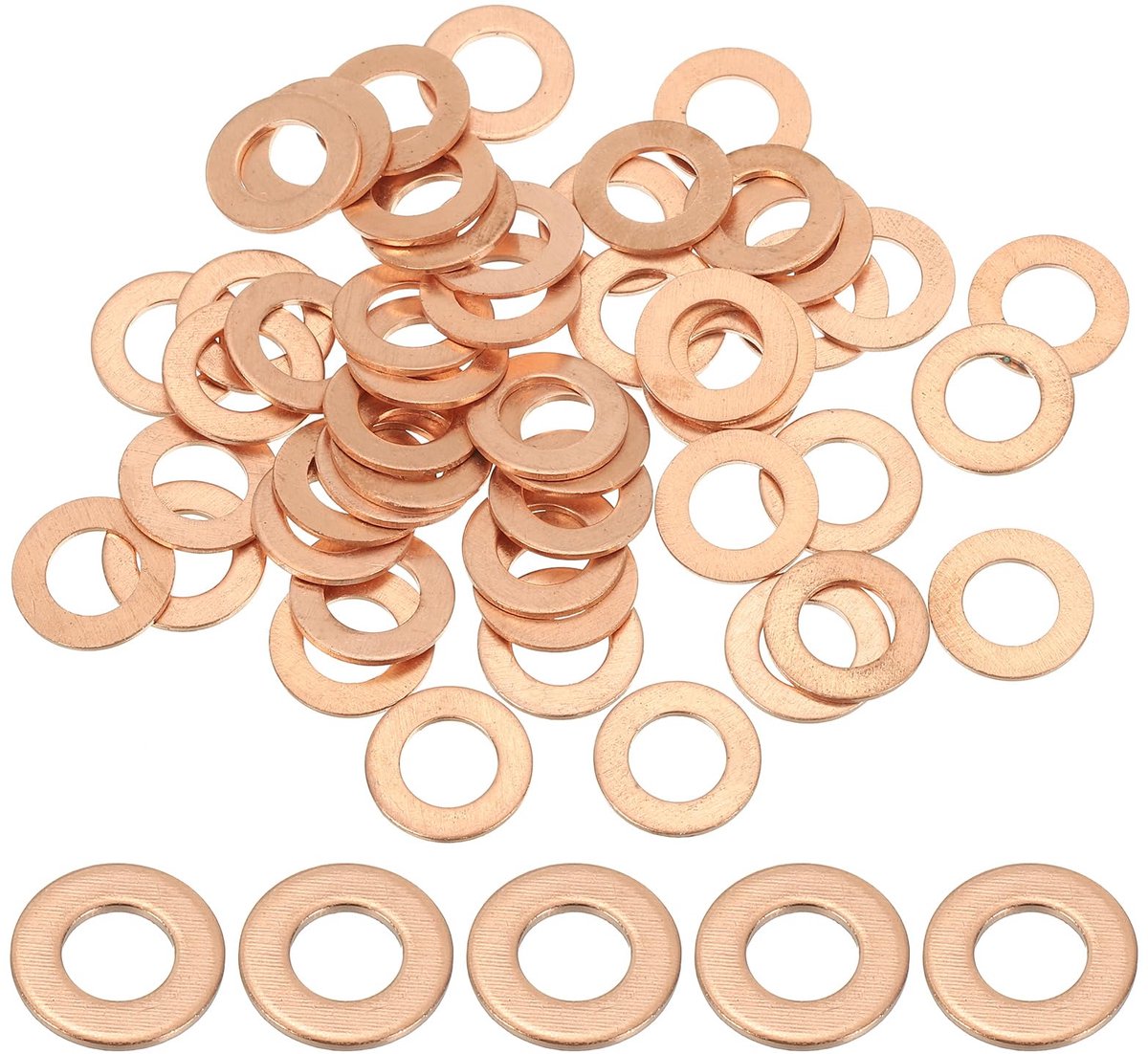 50 stuks koperen afdichtringen, M8 x 14 mm koperen platte sluitringen, koperen ringen, crush washer voor schroeven, bouten