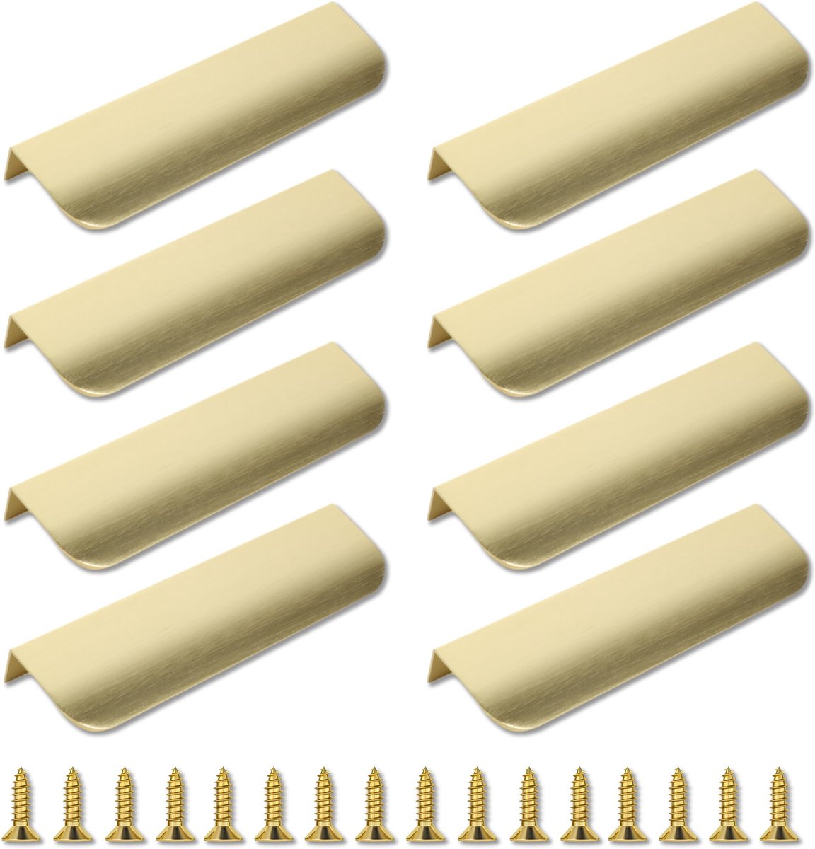 8 Stuks Verborgen Kastgrepen, 120 mm / 4,72 in Gouden Grepen voor Keukenkasten, Ladegrepen Meubelgrepen Verborgen Gebogen Deurgreep voor Huis Keuken en Meubels