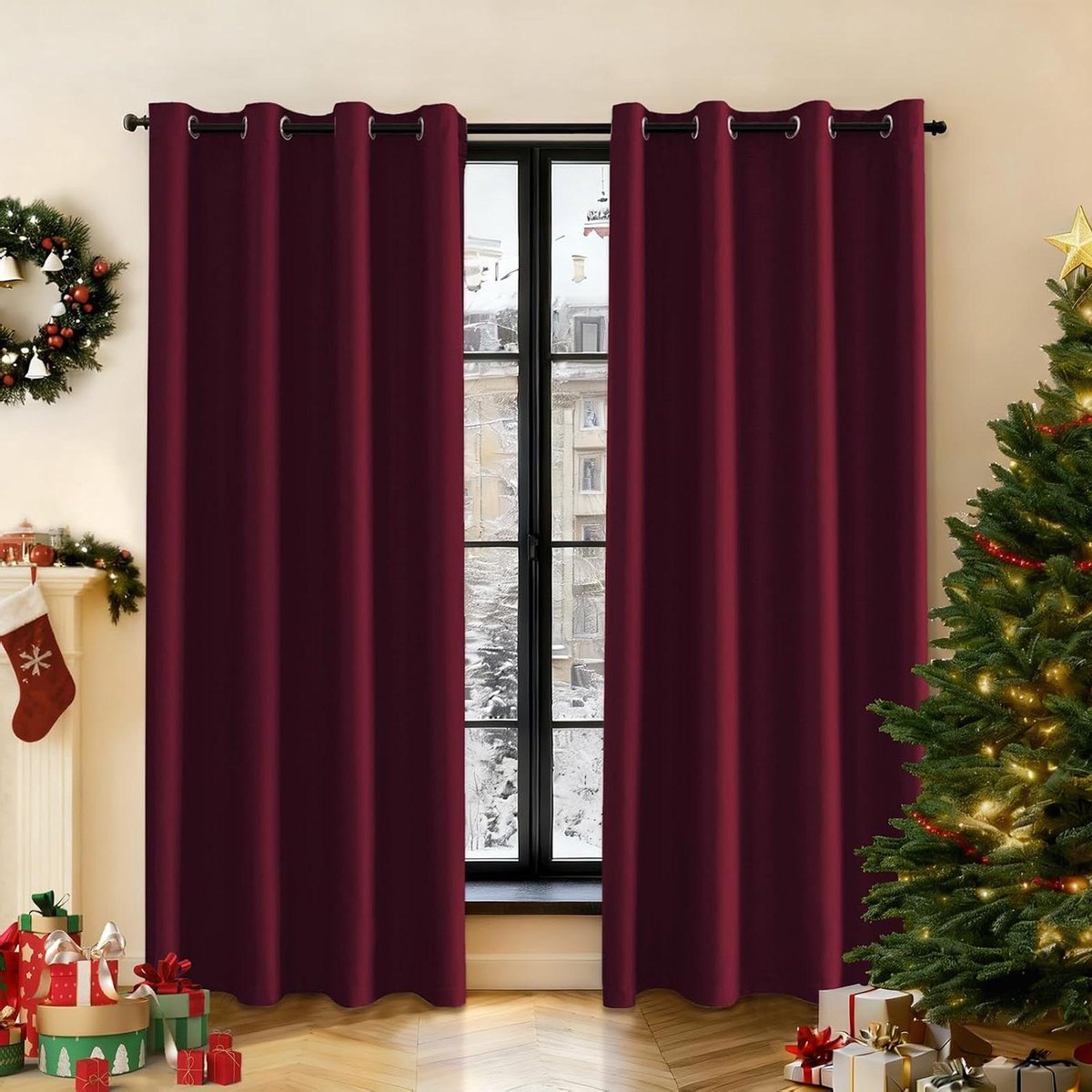 Verduisterende Gordijnen - Luxe Gordijnstof - Slaapkamer Privacy - Waterdicht Schimmelwerend - 140 x 180 cm - Bordeauxrood