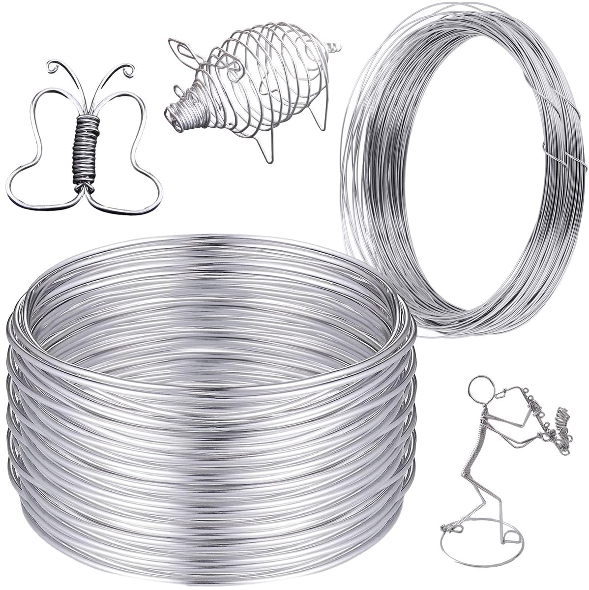 Aluminiumdraad, 1 mm x 20 m, draad voor knutselen, dunne sieradendraad, modelleerdraad, aluminiumdraad, zachte buigzame draad voor sieraden, decoratieonderdelen