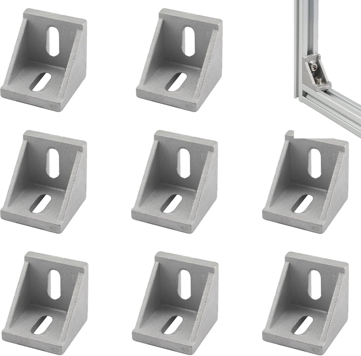 Aluminium Hoekprofiel 40 x 40, 8 Stuks, Roestvrij Staal, 90 Gradens, Aluminium Hoek, Roestbestendig, Rechthoekig, Grijs