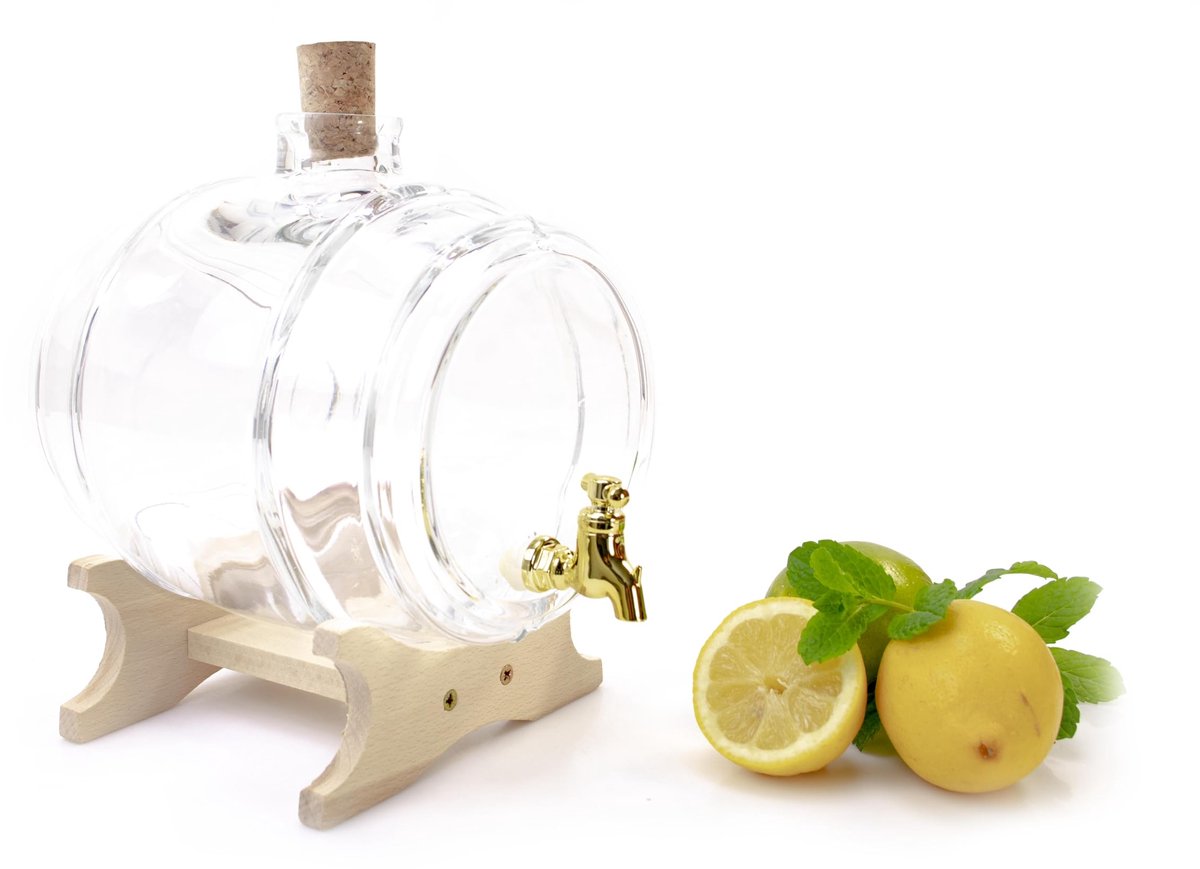 Drankdispenser Transparant 2L - Drankdispenser glas met kraantje - Drankdispenser met kraan - Drankdispenser met standaard