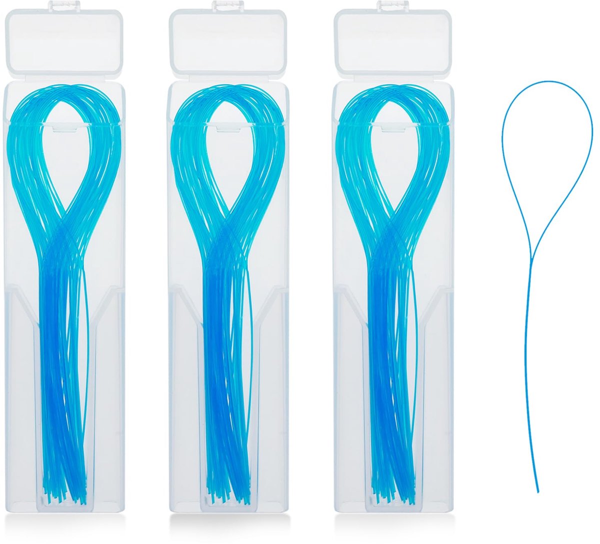 Draadinrijger 150 stuks diepe reinigers, tandzijde, draadinrijger voor beugels, bruggen en implantaten (3 stuks, blauw)
