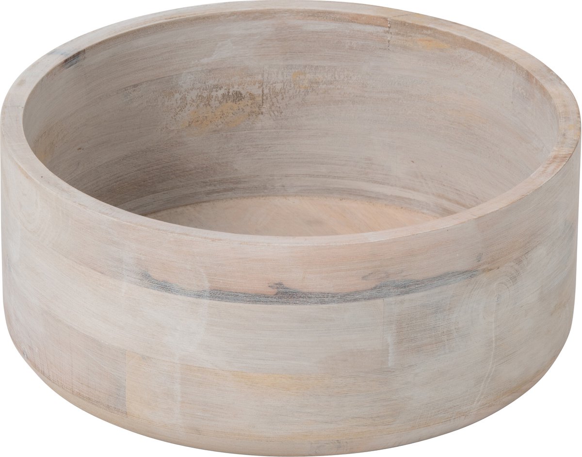 J-Line schaal Rond - hout - wit - large
