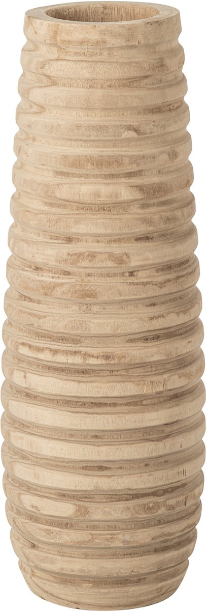 J-Line Gestreepte vaas - paulowniahout - naturel - large