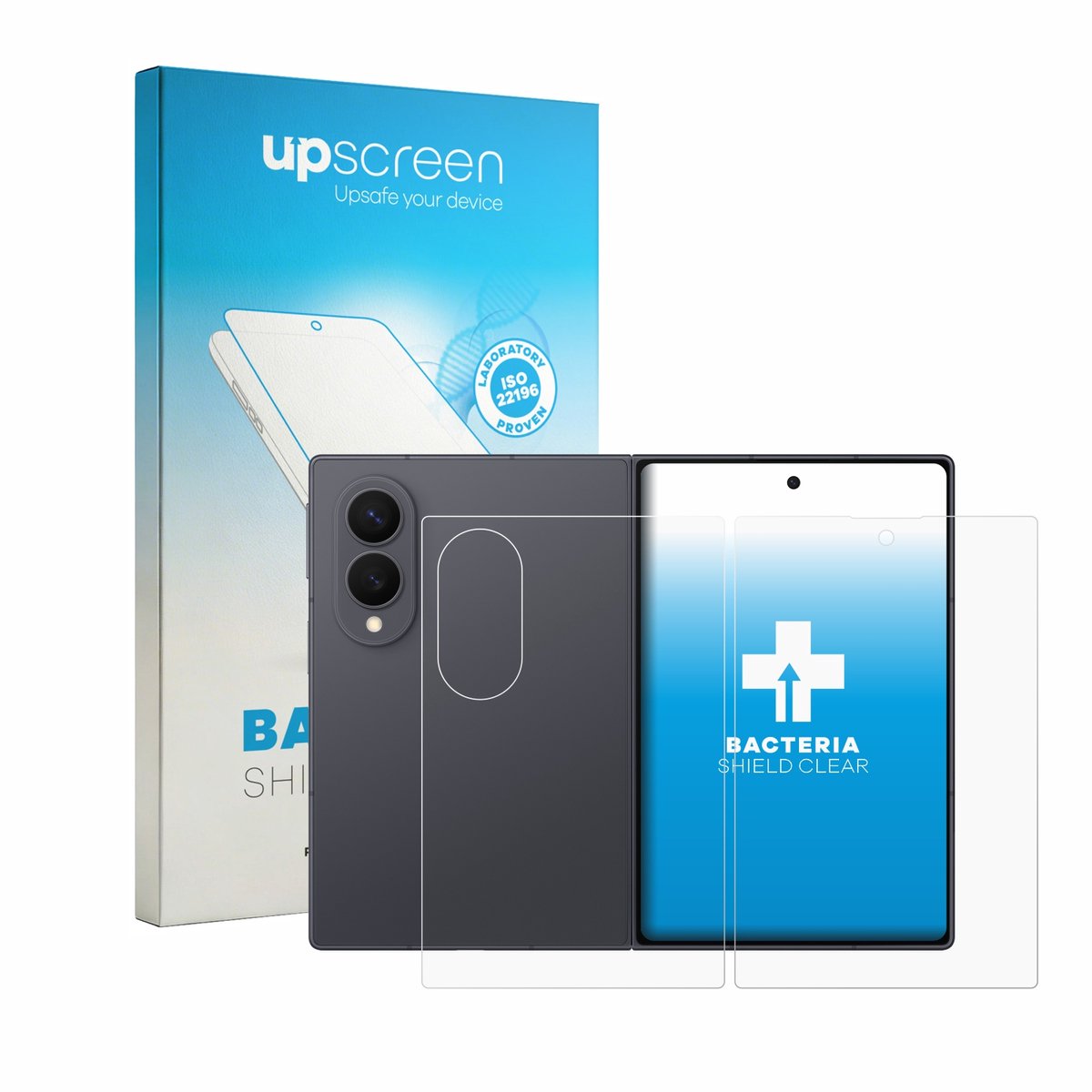 upscreen - Screenprotector voor Samsung Galaxy Z Fold 8 (Voor+Achter) - Folie Beschermfolie transparant antibacterieel