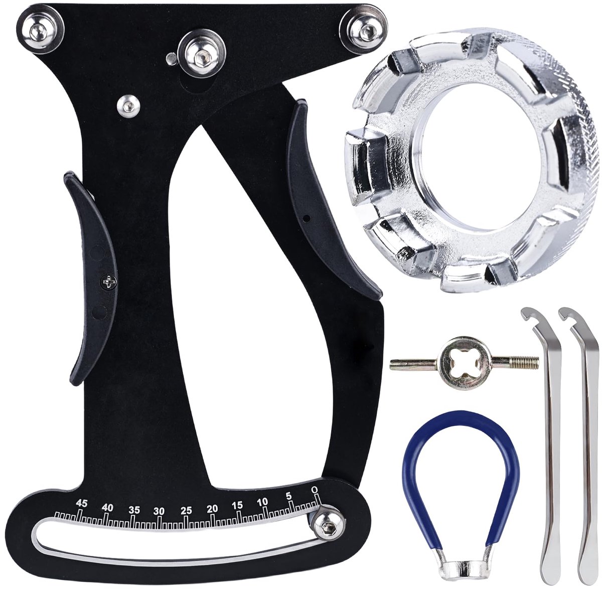 professionele spanningsmeter, gereedschap, spaakspanner, nippelspanner, fiets, universele nauwkeurige meting, spaaksleutel, aluminiumlegering, voor fietsbanden, spaken