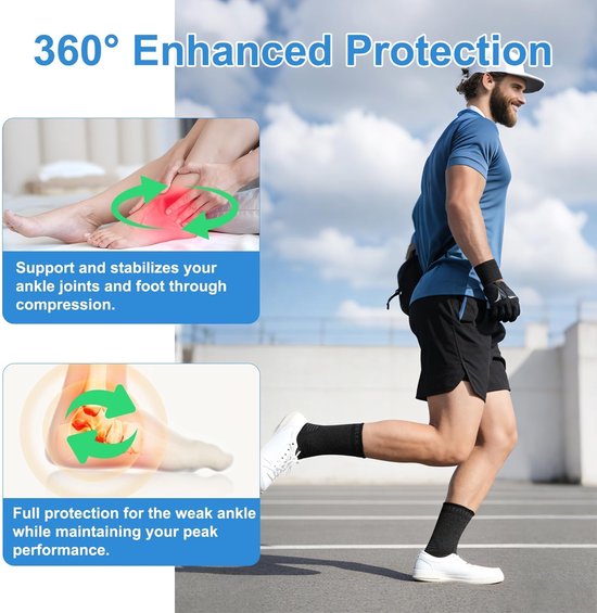 Enkelbrace Zwart, Set van 2, Elastische en Ademend Gebreide Enkelsteun voor Sport, Hardlopen, Verstuiking en Herstel — afbeelding 2
