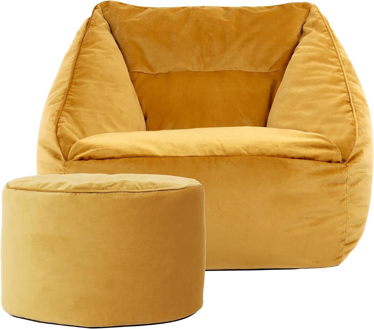 Zitzak Fauteuil - Poef met rugleuning - Ontspannen Zitten - Verhoogd zitcomfort - 100x88cm - Geel