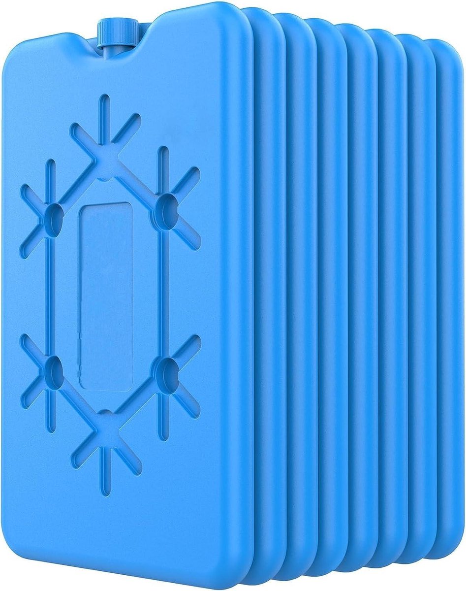 Koelaccu's voor koeltas - IJspacks herbruikbaar - Voedsel vers houden - Lekvrij semi-hermetisch design - Set van 8 stuks - Blauw