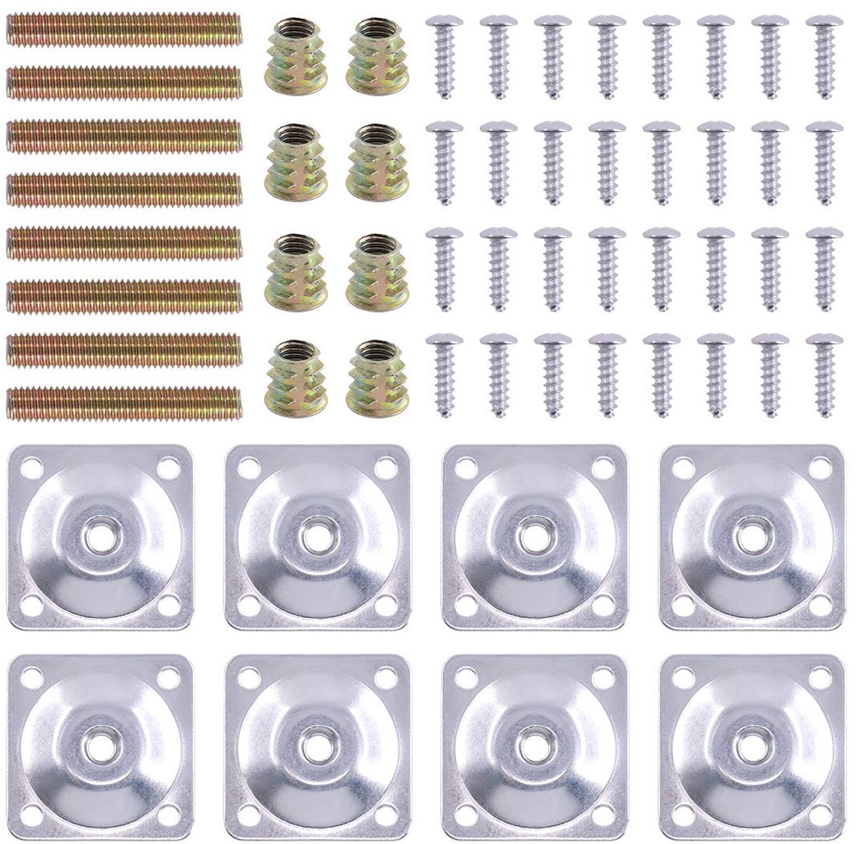 8 Sets Been Montage Platen met Hanger Bouten Schroeven, Meubelbeen Bevestigingsplaten Industriële Sterkte T-plaat M8 Sofa Benen met Hanger Bouten