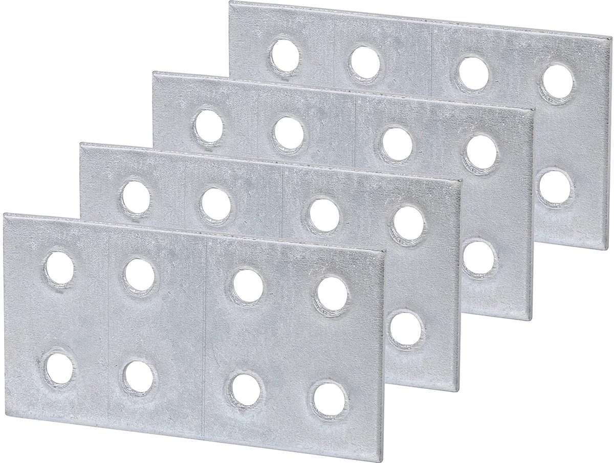 (Pack van 4 stuks) Gegalvaniseerde stalen platte verbindingsconnectoren 30 x 60 x 2 mm verbindingsplaten beugels bevestigingsbeugels reparatie verzinkte plaatbevestigingsmiddelen (4 stuks, geen schroe
