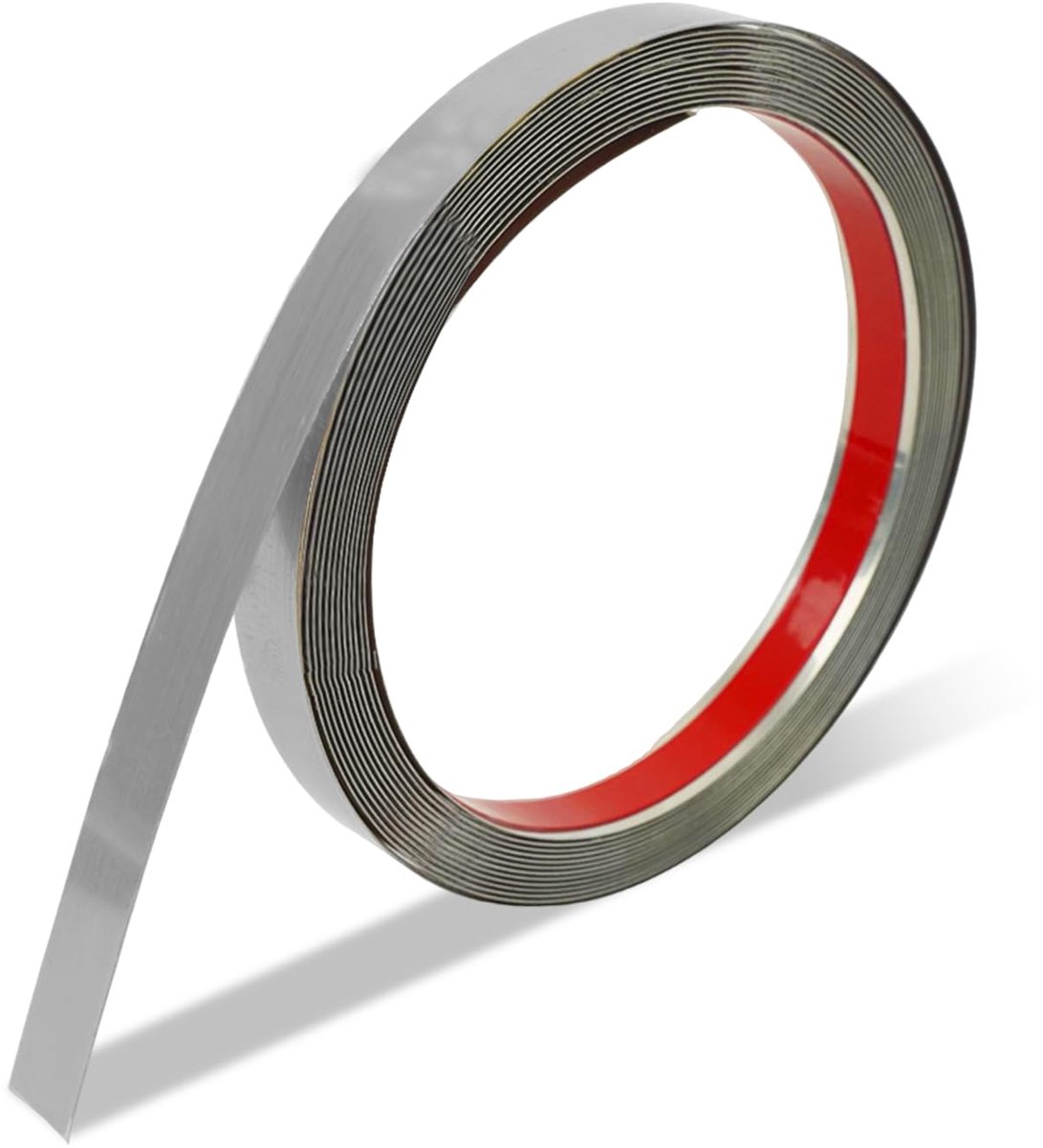 band zelfklevend, roestvrijstaal zilver sierlijsten zelfklevend, roestvrijstalen vormlijst 5m lang, 1cm breed voor randbescherming wand, deurkozijnen, tegels