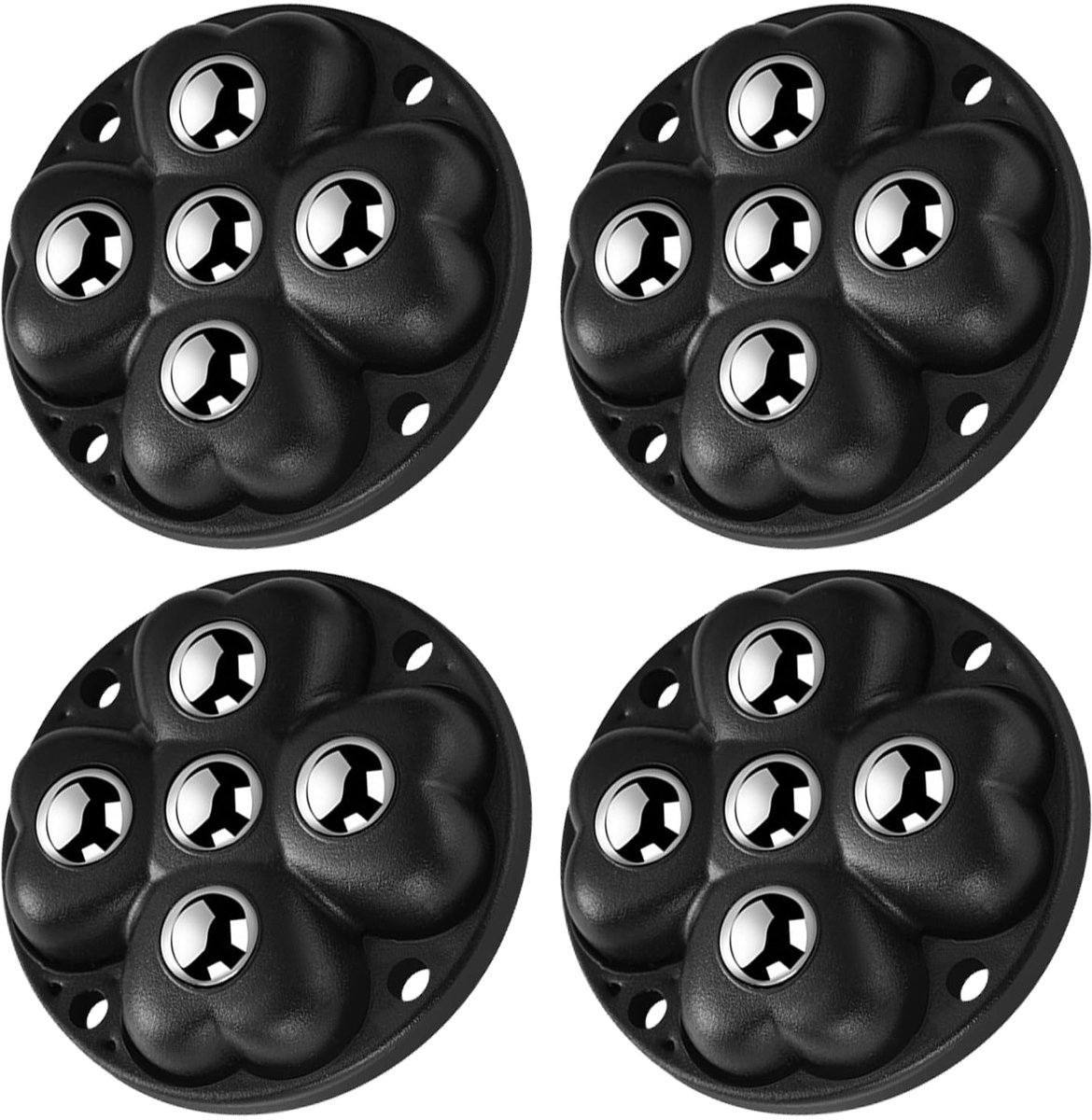 Set van 4, Zelfklevende Meubelwielen tot 100kg, 360° Draaibare Mini Wieltjes voor Kasten, Meubels en Opbergdozen, Zwart