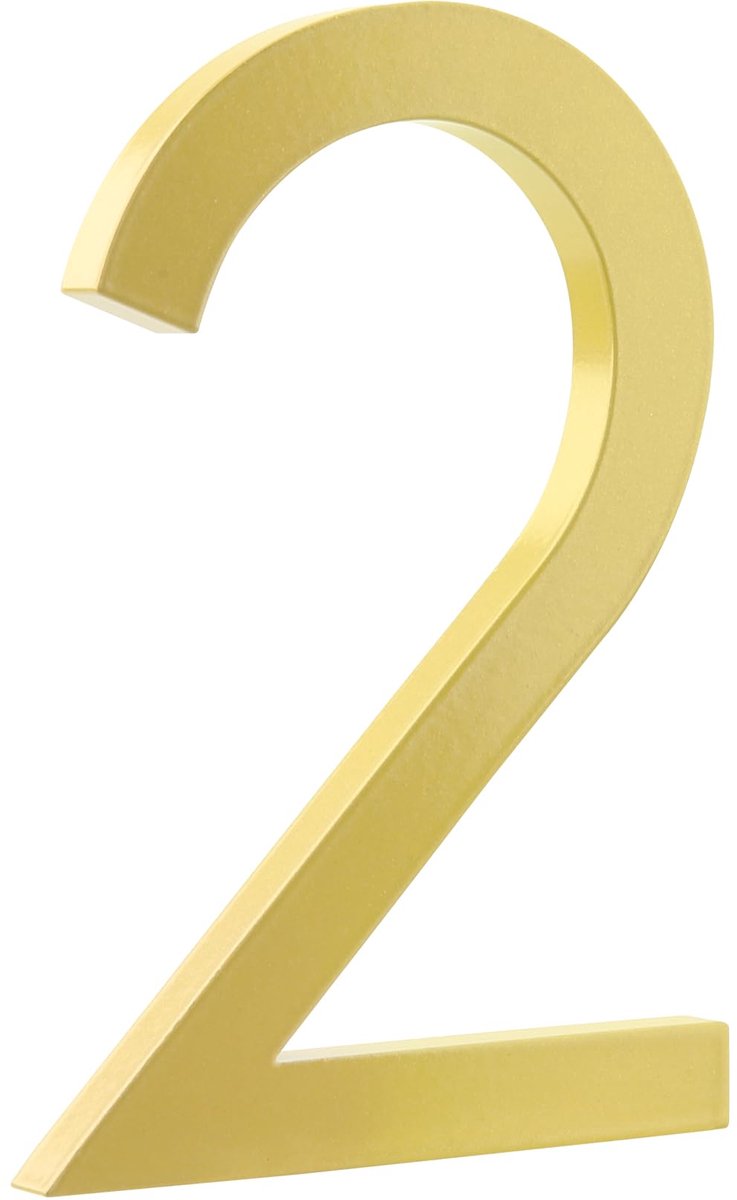 drijvend huisnummer 6 inch (15 cm) stijlvolle deurnummers Alfabet plaquette straat huisadres cijfers, (2, Gouden)