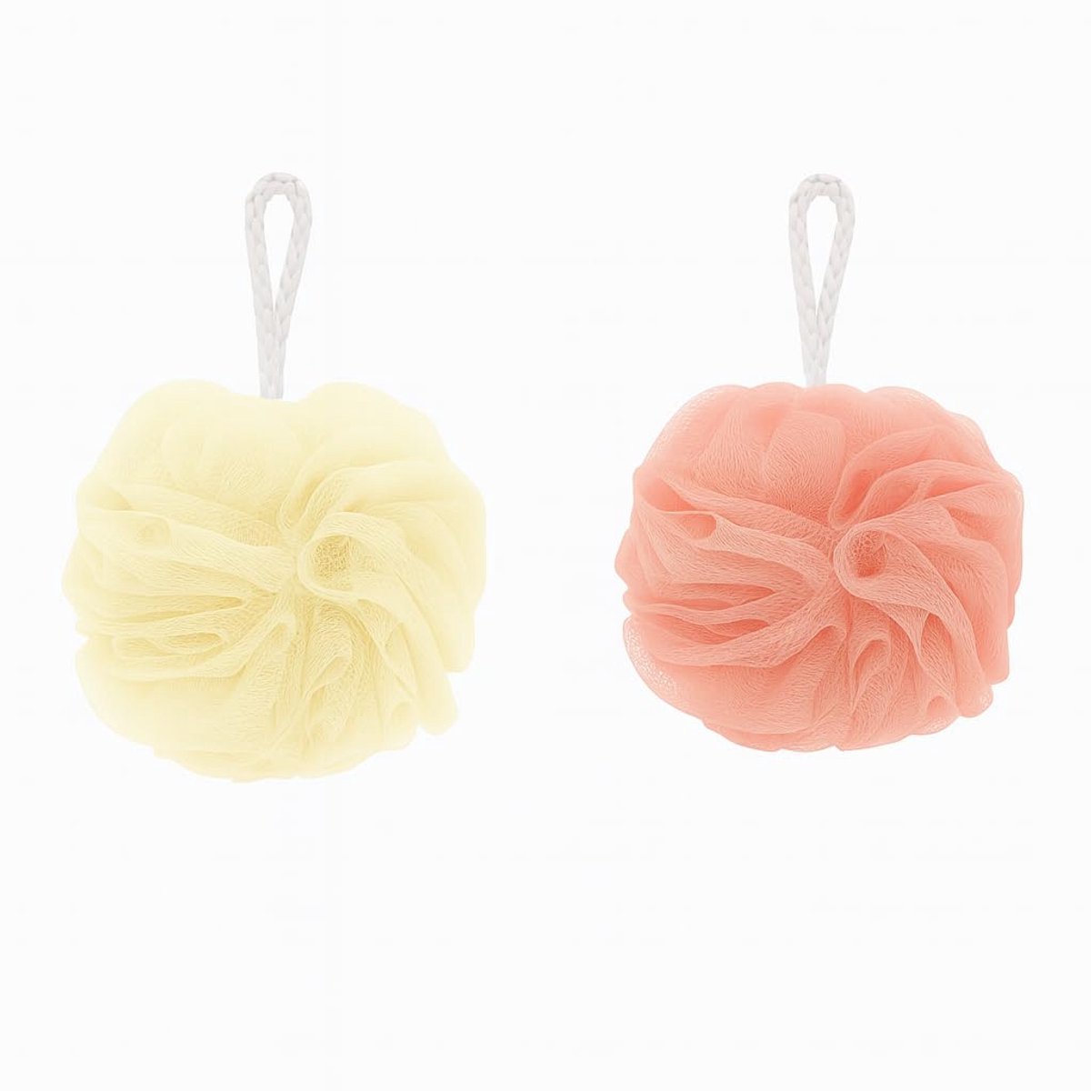 Set van 2 peeling-sponzen voor de douche, sponzen van zacht net voor een perfecte reiniging in verschillende kleuren