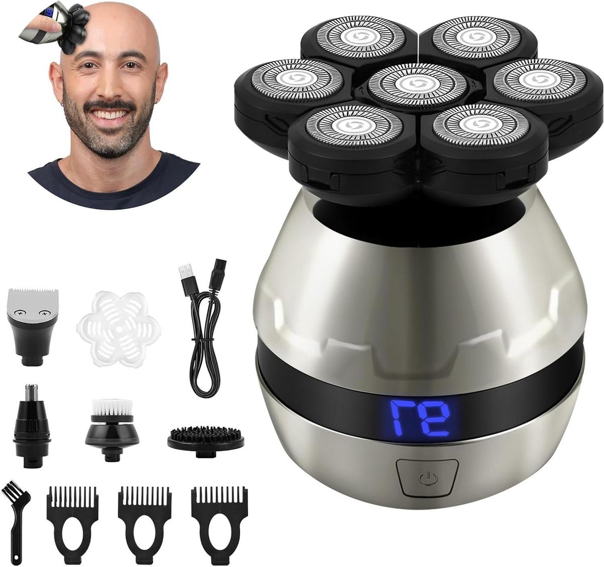 Elektrisch Scheerapparaat - Scheerapparaat Mannen - Gezichtsverzorging - 7D Drijvende Koppen - IPX6 Waterdicht - Zwart