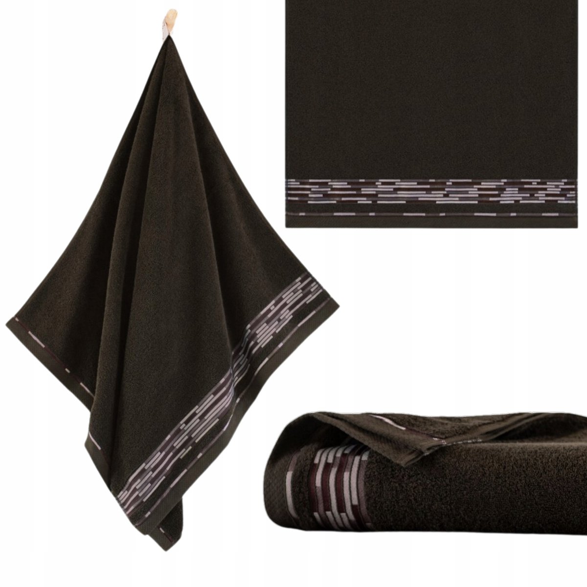 Zwoltex Grafiik Handdoek 30x50cm - Egyptisch Katoen, Donkerbruin