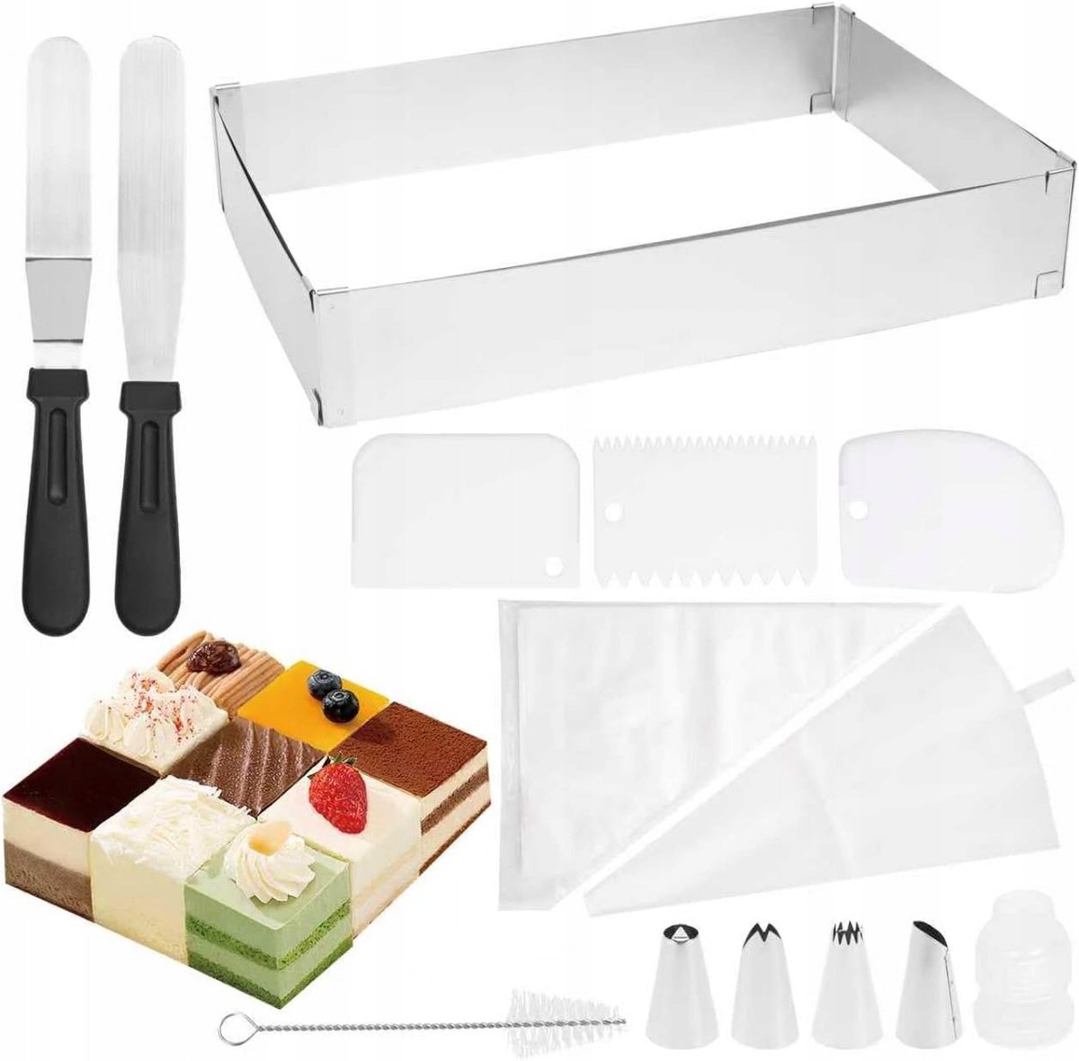 Verstelbare Bakvorm met Decoratieset - Rechthoekig