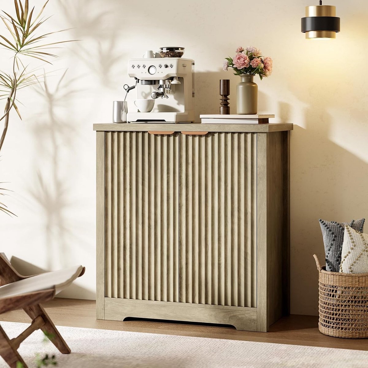 Triumpunpre - Dressoir Buffetkast met opbergruimte - 2 deuren en verstelbare planken - handgreep - moderne houten koffiebar - Houtkleur
