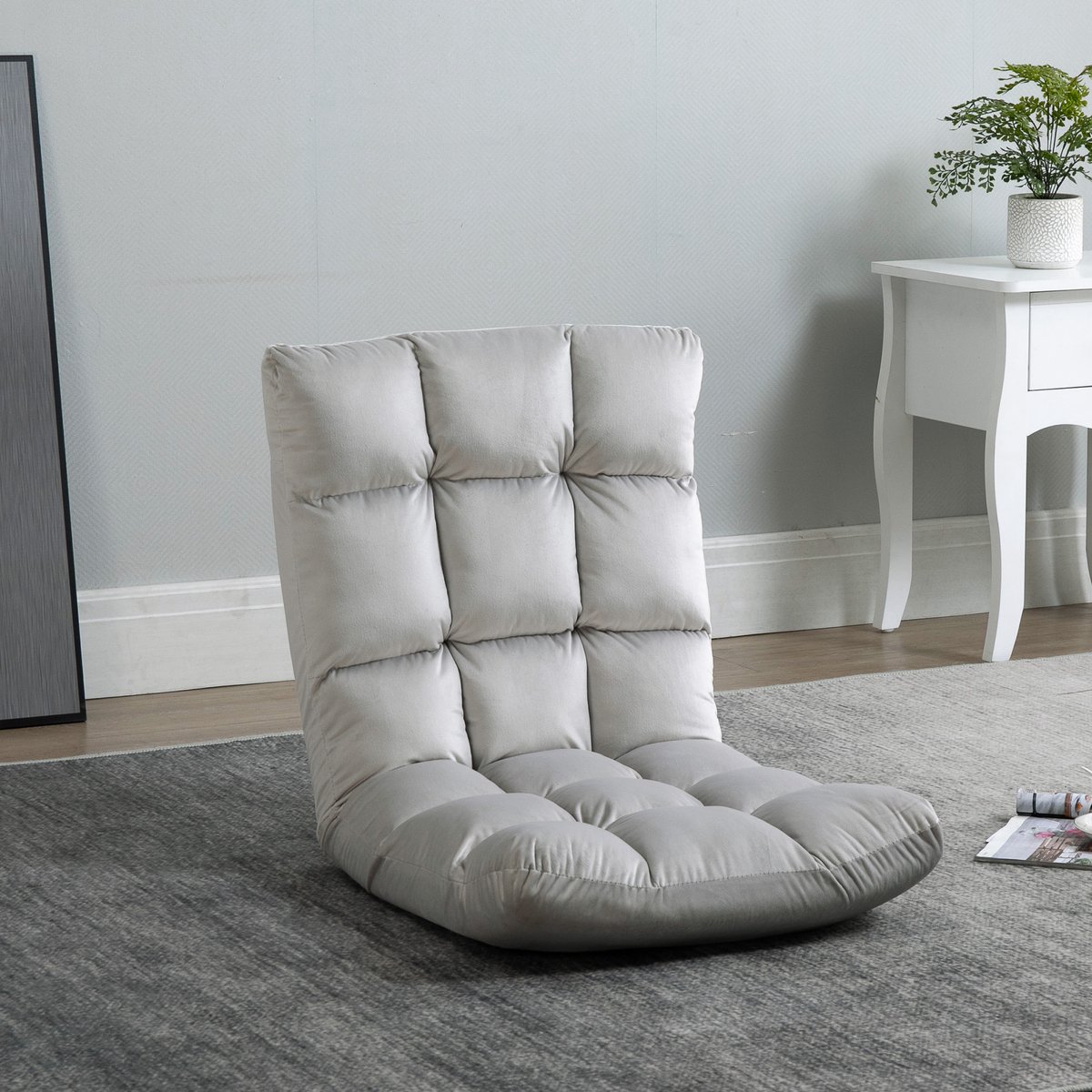 Inklapbare stoel - hoog comfort - hellingshoek 90°-180° - lichtgrijs - Luiaard fauteuil - rugleuning met meerdere posities - flanel - polyester - gewatteerd