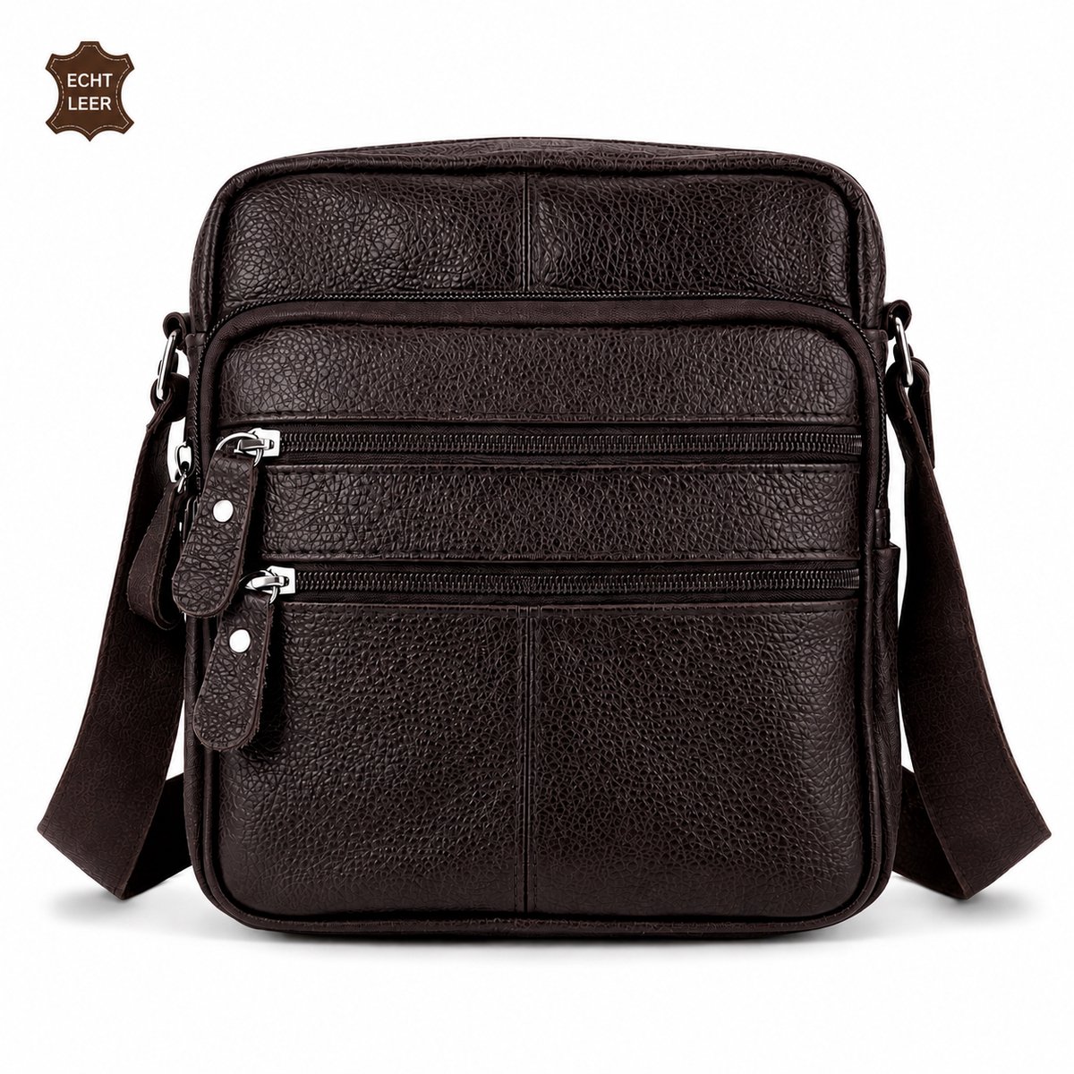 THL Design - Leren Schoudertas Heren / Dames - Kleine tas - Echt Leder - Donkerbruin