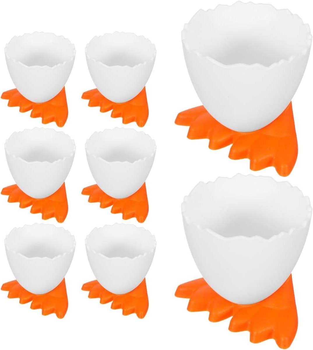 Eierdopjes Set - Grappige Houders - Ontbijt Decoratie - Stabiel Antislip Design - 8 Stuks - Oranje