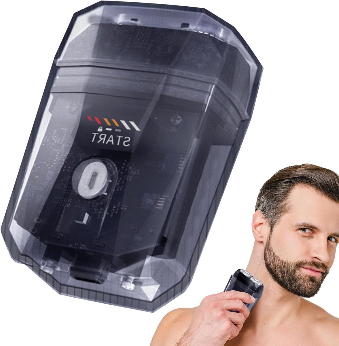 Reisscheerapparaat Dubbele Kop - Draagbaar Precisieapparaat - Snel Scheren - Transparante Behuizing - 79 cm - Zwart