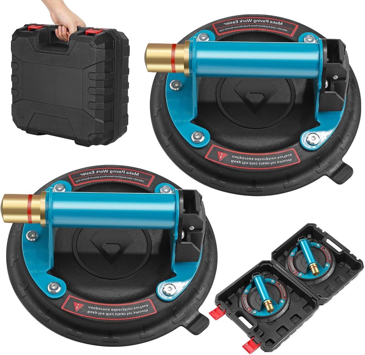 Zuignappen Set - Vacuüm Lifters - Materiaal Verplaatsen - Metalen Handgreep - 2 Stuks 8 Inch - Blauw