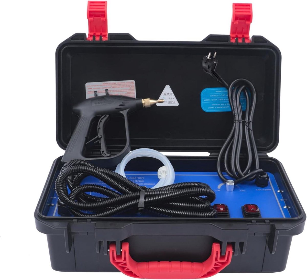 Autostoomreiniger - Hoge temperatuur reiniger - Auto's en keuken reinigen - Twee reinigingsmodi - 3000 Watt - Blauw en zwart