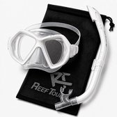 ReefTourer Snorkelset Volwassenen – Premium siliconen duikbril met twee vensters en snorkel – Wit – RC-0107-WIT