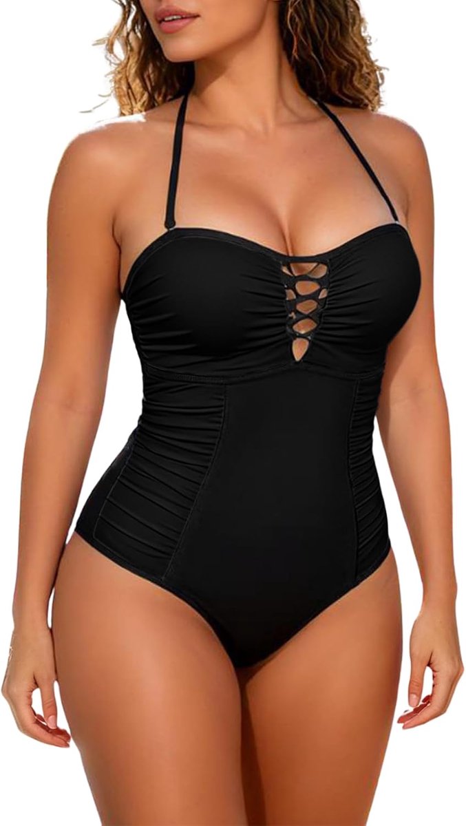 Dames buikweg slank sexy push-up badmode vintage slim fit ruches monokini badpakken rugvrij badpak
