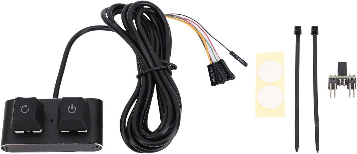 Desktop-pc Aan/uit-knop, RGB-mechanische Schakelaar, 2M Verlengkabel, Desktop-knopschakelaar, 1 Naar 2 Splitter, voor Computerbehuizing/aangepast Chassis