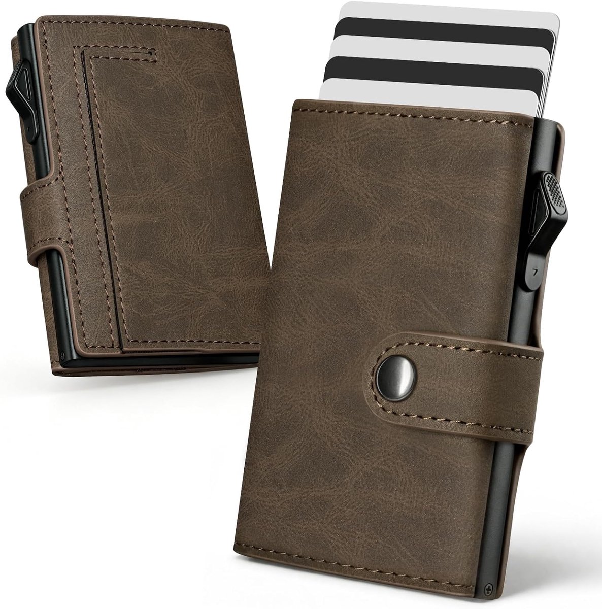 Geldbörse Herren Slim RFID Blocking Kartenetui met Muntenvak - Slanke Portemonnee voor Mannen met Pop-Up Kaarthouder voor 7–9 Kaarten & 2 Identiteitskaarten - Slanke Portemonnee Cadeau