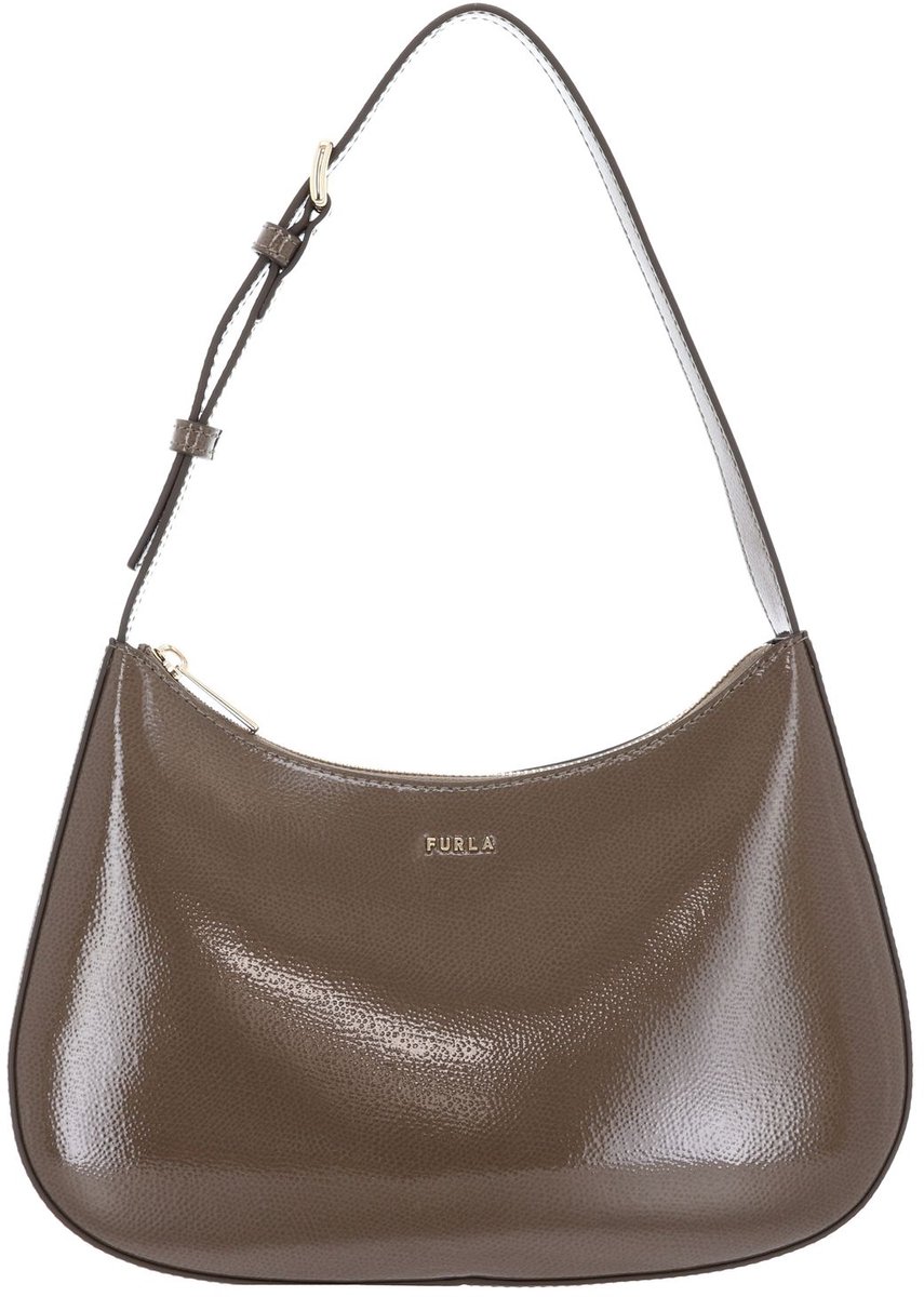 FURLA Leren schoudertas Margot Shoulder Bag Muddy Gray Taupe