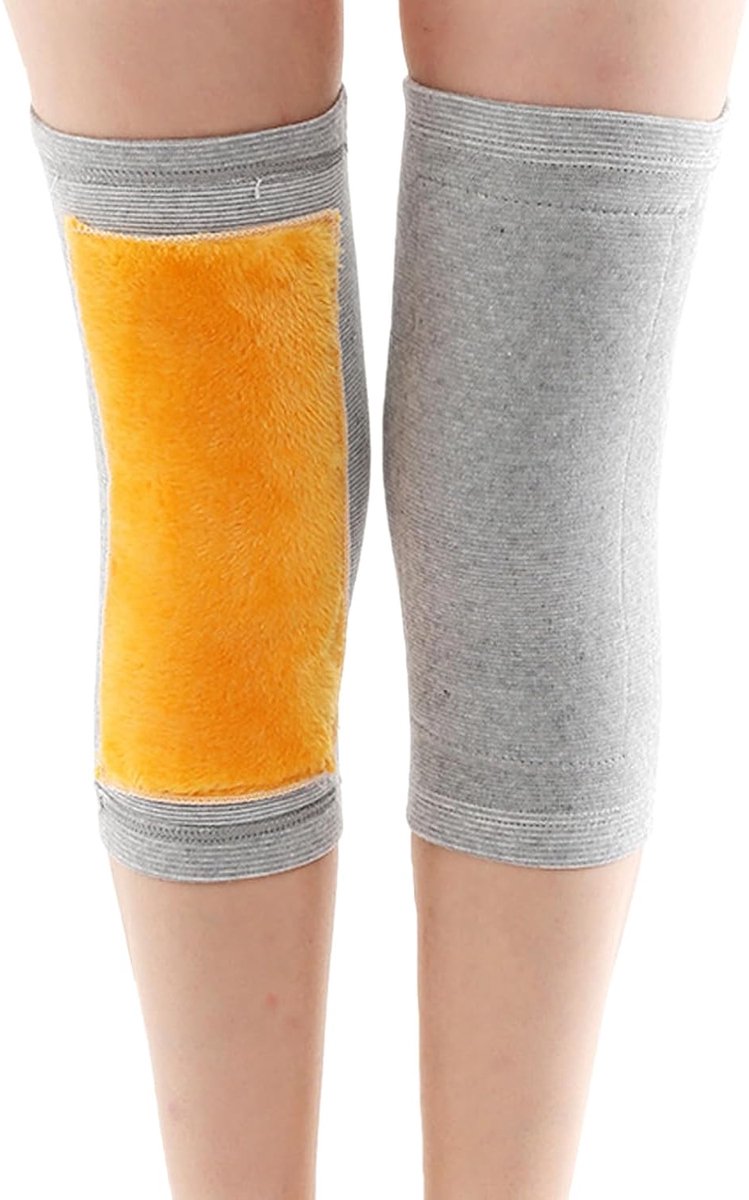 1 paar uniseks dikke kasjmier wol winter warm thermische kniewarmers beenwarmers mouwen kniebandage steunkussen grijs X-Large maat