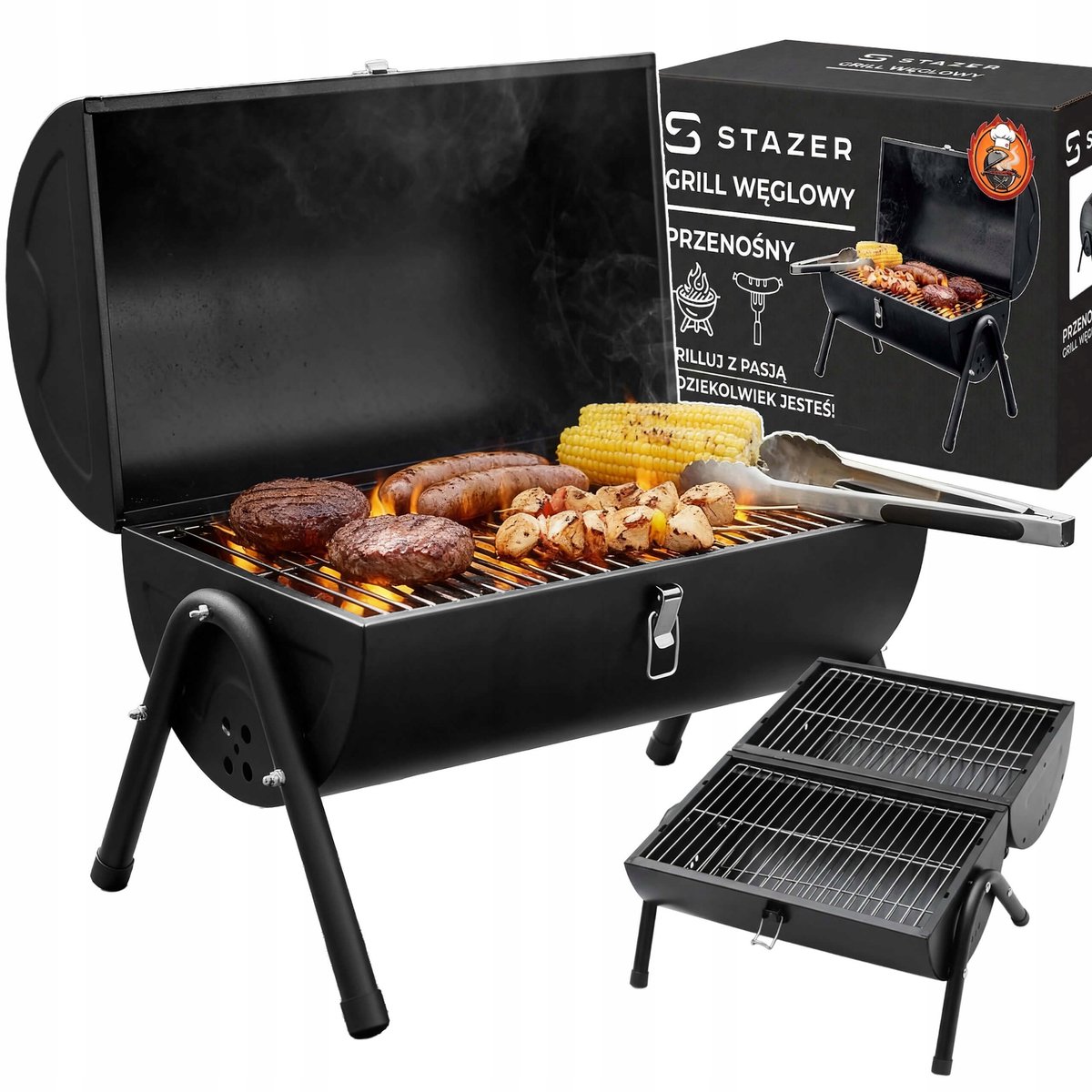 Stazer Draagbare Koolgrill Vat - Compact & Opvouwbaar voor Tuin & Camping