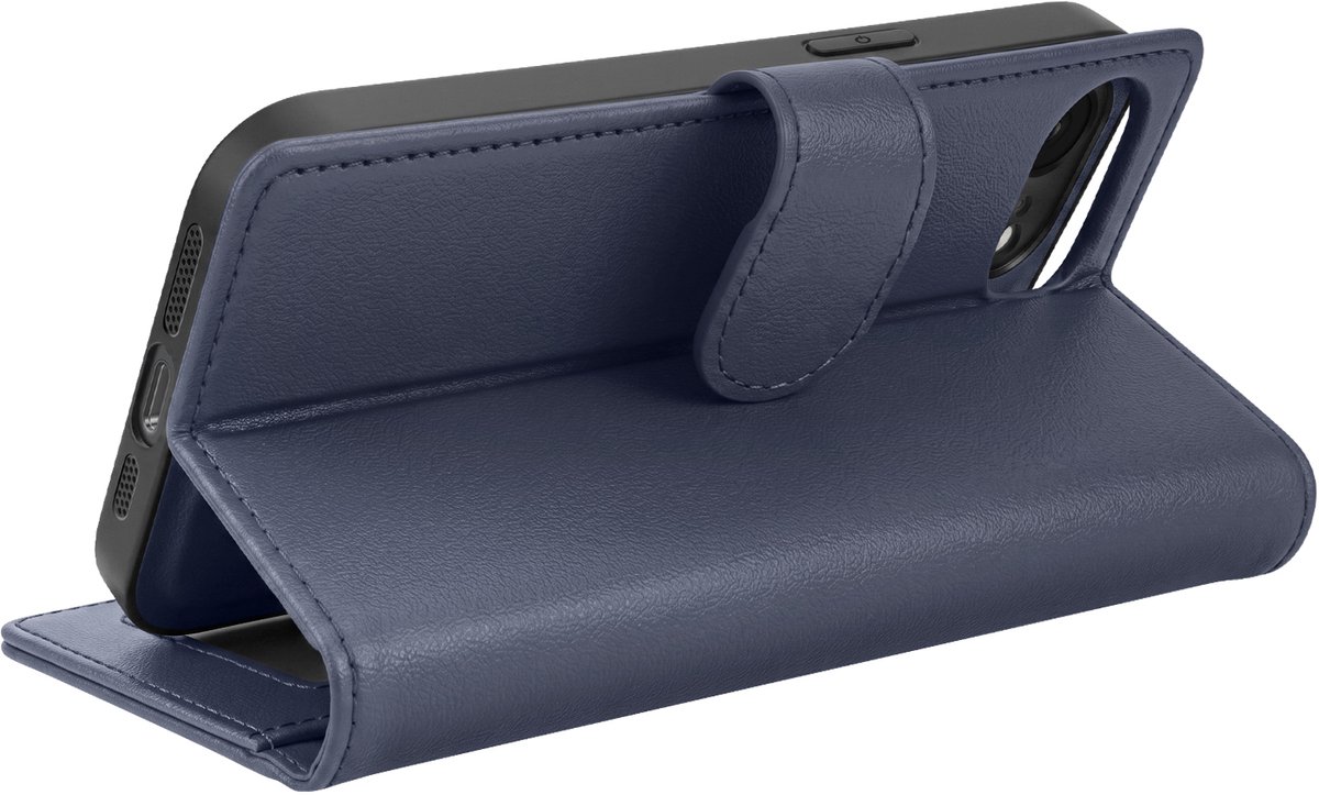 Mayaxess, Portemonnee Hoesje Geschikt voor Apple iPhone 16e Anti-RFID met Afneembare Backcover, Nachtblauw