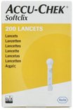 ACCU-CHEK Softclix 200 lancetten. Een enkele lancet met witte bovenkant en zilveren punt.