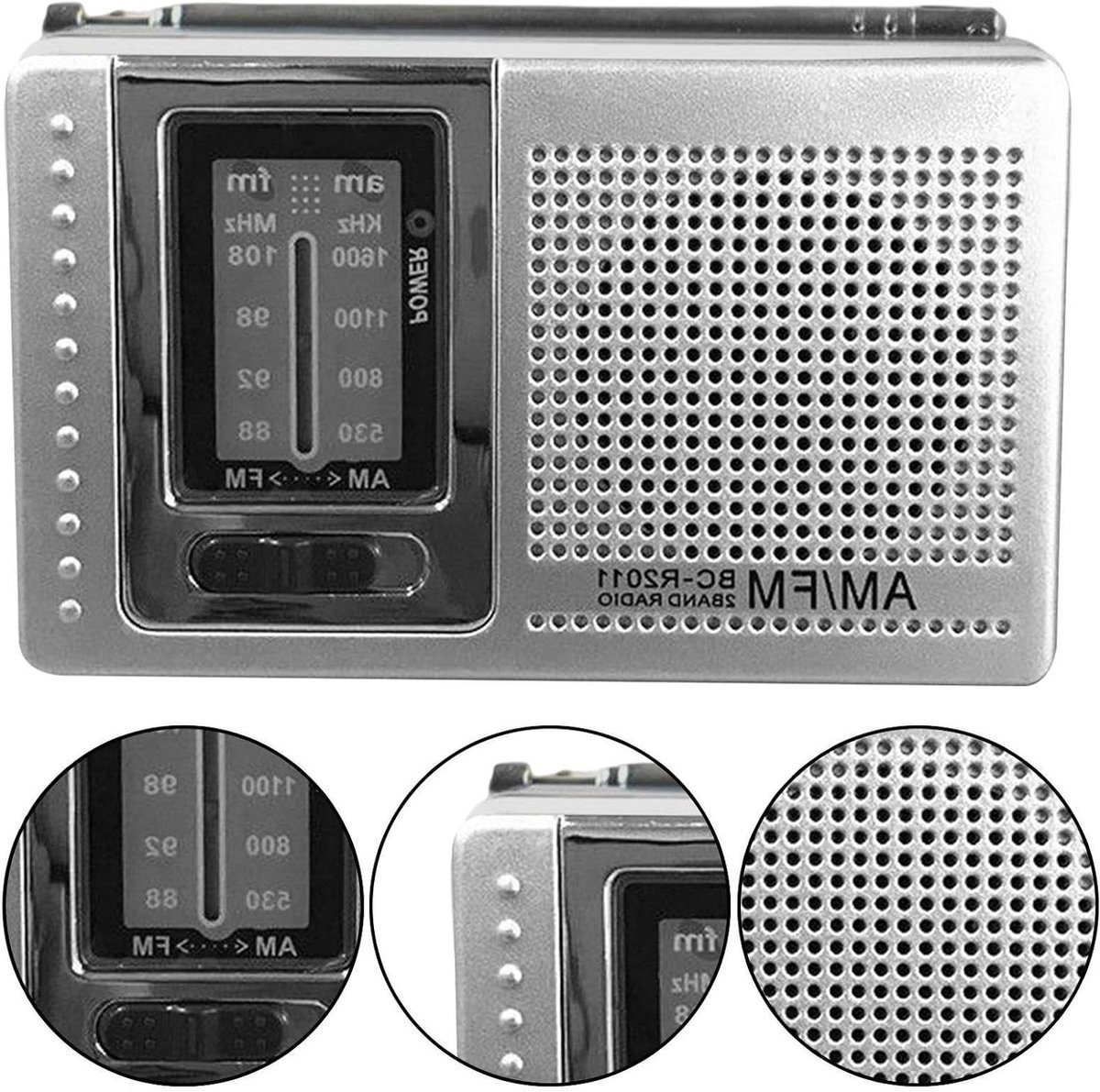 Draagbare Radio - Zakradio FM/AM - Muziek Luisteren - Lange Antenne - 9.7x6x2.5cm - Zwart